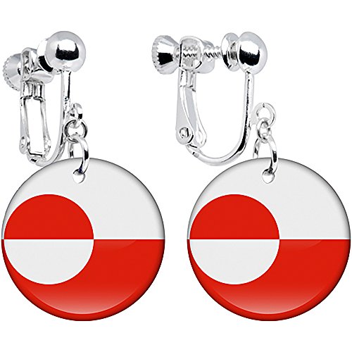 Algopix Similar Product 1 - Greenland Flag Clip on Earrings