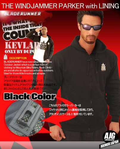 防刃パーカー 【ケブラー】【ブラック】 (L)