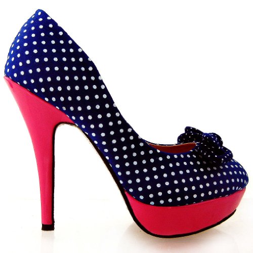 Show Story Womens Hot Polka Dots Bow High Heel Platform Stiletto Pumps,LF30426
