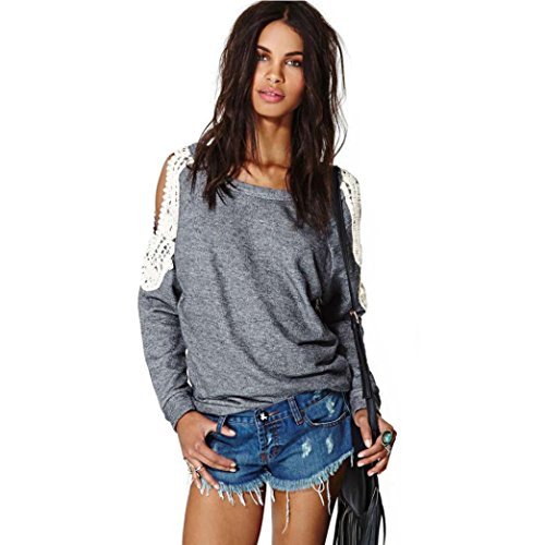 Willtoo® Womens Sexy Lace Splice Long Sleeve Shirt Blouse