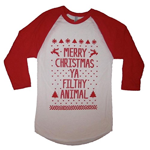 Better Than Real Life Tees Merry Christmas Ya Filthy Animal Raglan Shirt