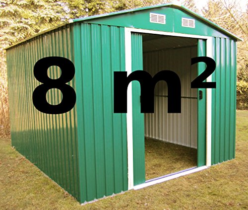 Gartenhaus Geräteschuppen 8m² aus verzinktem Stahlblech Metall grün von AS-S