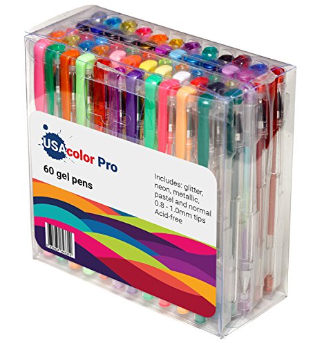 USA Color Pro Gel Pens set for adult coloring books and kids (60)