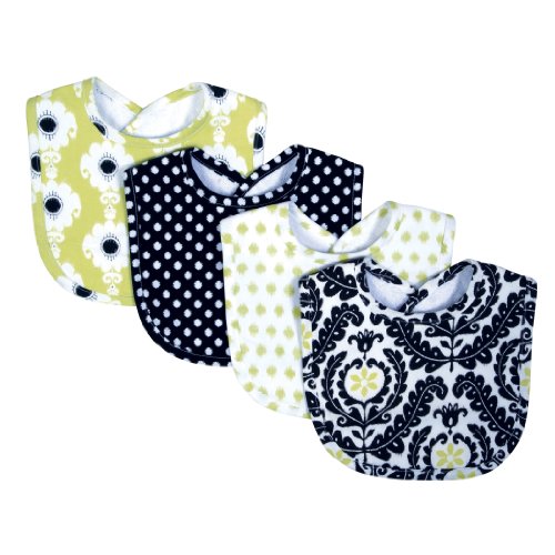 Trend Lab Waverly Rise and Shine Bib Set, Black/White, 4 Count