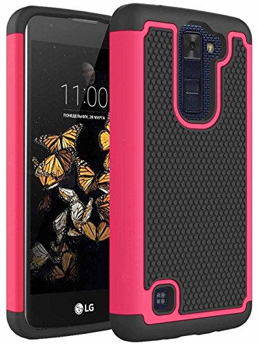 LG K8 Case, LG Escape 3 Case, LG Phoenix 2 Case, NOKEA [Shock Absorption] Hybrid Armor Defender Protective Case Cover for LG Escape 3 / LG Phoenix 2 / LG K8 (Rose)