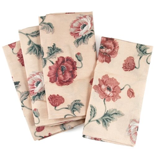 

Elegant Poppy Flower Dinner Napkins 12 Piece Set