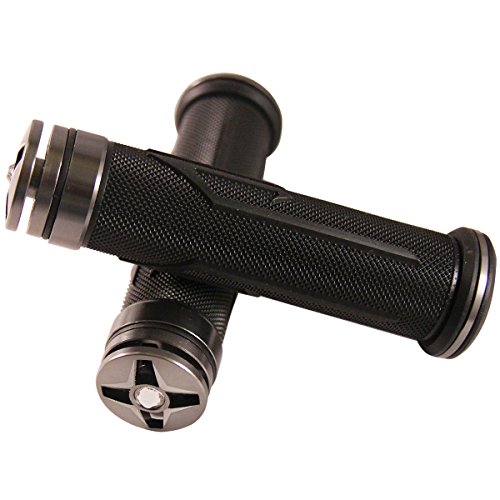 

ALUMINUM MOTORCYCLE 7/8" 22MM HANDLEBAR GEL RUBBER HAND GRIPS GRAY GREY WITH SHINING DIAMOND CNC BAR END CAP FOR 1973 Honda CB450 Super Sport