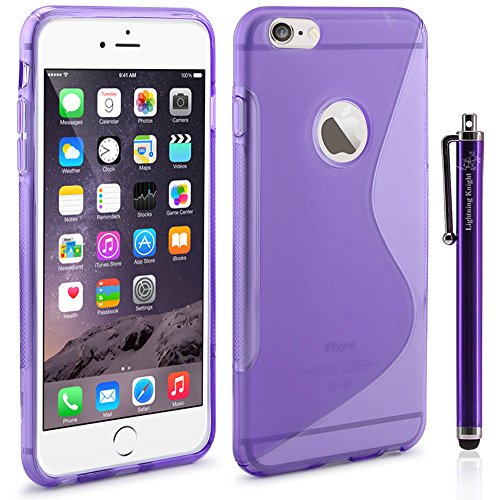 iPhone 6 Plus Case - LK S Shape Slim TPU Gel Rubber Soft Skin Silicone Case Cover for iPhone 6 Plus (5.5inch) + Stylus Pen (TPU - Purple)