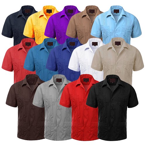 GUAYABERA MEN'S CUBAN WEDDING SHORT SLEEVE BUTTON-UP SHIRT