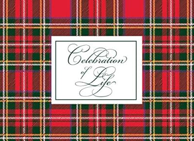 Celebration of Life: Red Tartan Plaid Funeral Guest Book