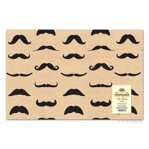 Mustache Gift Wrap Paper - 2 Sheets