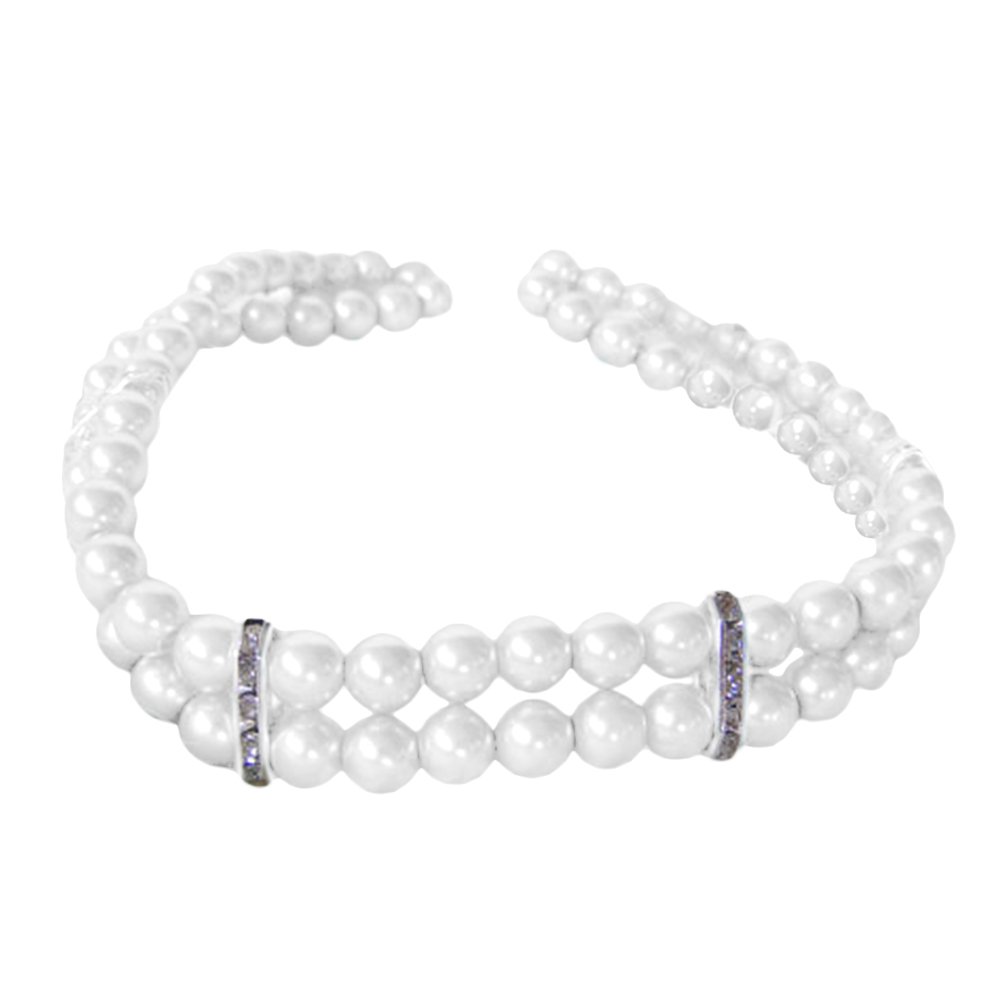 

Lovely 2 Rows Dog Pearls Necklace Collar Pet Jewelry White Purple Blue Pink S M L