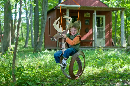 

Big Buck Tire Swing Recycled Tire Swing - Deer, Black