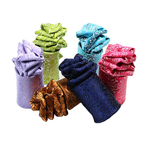 Landisun Paisleys Mens Silk Tie Set: Necktie+Hanky+Cufflinks