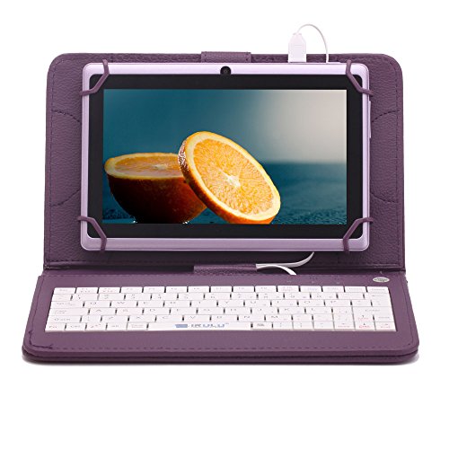iRULU X1s HD TFT Display,7 Inch Google Android 4.4 Tablet With Keyboard Case, 4*1.5GHZ Quad core, Dual Camera, Google Play Pre-load, 8GB Storage, Purple with Purple Keyboard Case