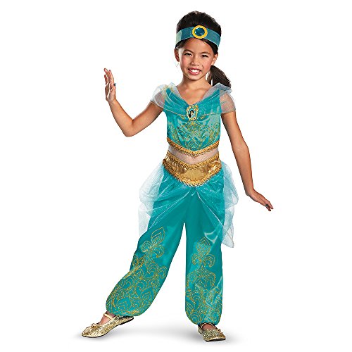 Disguise Disney's Alladin Jasmine Sparkle Deluxe Girls Costume, 4-6X