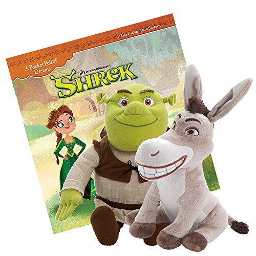 DreamWorks Shrek Combo Pack: 12 inch Plush Shrek & Donkey with a 30 Page - Pocket Full of Dreams - Story Book