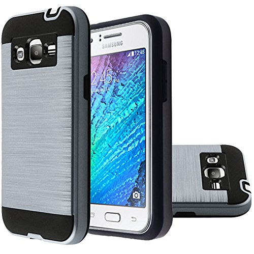 Samsung Galaxy On5 Case, CASEPLAY [Metal Brushed Texture] Impact Resistant Heavy Duty Hybrid Dual Layer Full-Body Shockproof Protective Cover Skin Shell For Samsung Galaxy On5 G550 (Silver)