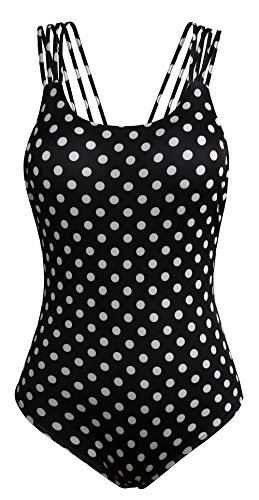 Chuanqi Women's Sexy Polka Dots Print Bandage Swimsuit One Piece Bikini