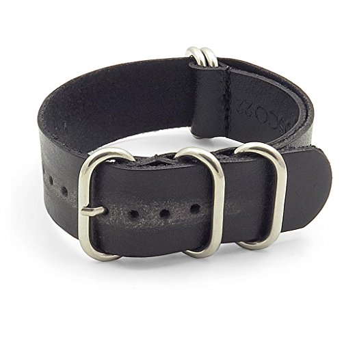 StrapsCo Distressed Vintage Style Leather G10 Nato Zulu Watch Strap