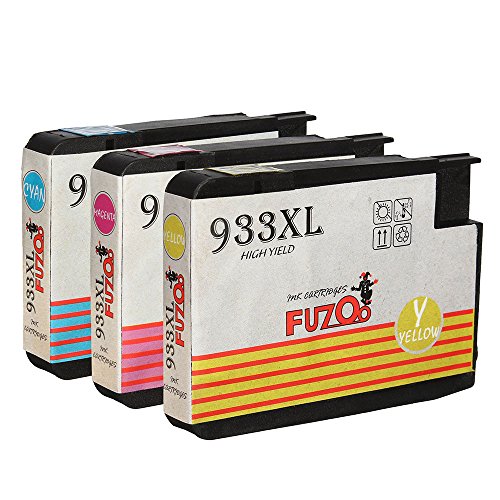 FUZOO Replacement for HP 933XL Ink Cartridge High Yield (1 Cyan,1 Magenta,1 Yellow) Compatible with HP Officejet 6600 6700 6100 7610 7110