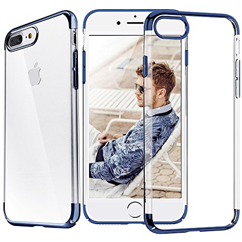 iPhone 7 Plus Case, [Glitter] [Electroplating] [Metallic Finishing] [Scratch Resist] [Shockproof] [Crystal Clear] Transparent Ultra Slim Case Cover for Apple iPhone 7 Plus - Navy Blue