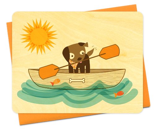 Algopix Similar Product 2 - Doggie Paddlin Wood Notecard by Night