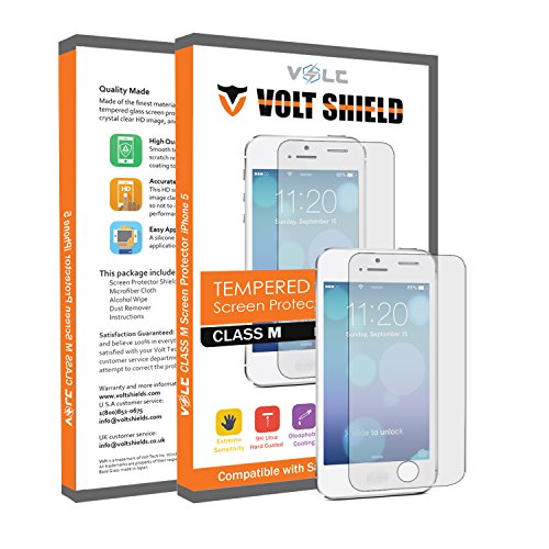 iPhone 5S Screen Protector, iPhone 5 Screen Protector Volt Shield iPhone 5S 5 5C Glass Screen Protector [tempered glass] Bubble-free Scratch Proof High Definition (HD) Ultra Clear Easy to Install