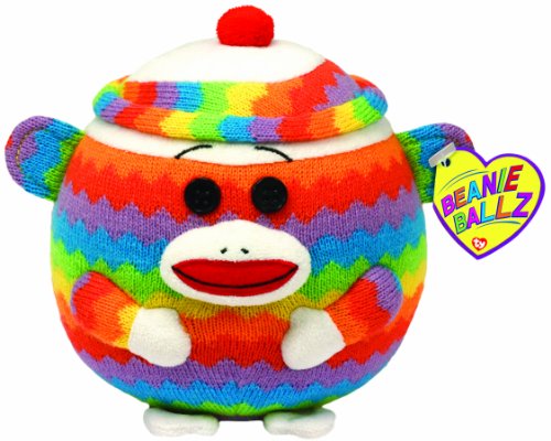 Ty Beanie Ballz - Sock Monkey - Rainbow