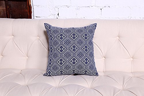 

Home Style Cotton Linen Fret Accent Decorative Throw Pillow Cover Cushion Case,18 x 18 inch