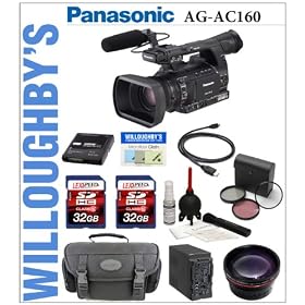 Panasonic AG-AC160 AVCCAM HD Professional 24fps Handheld Camcorder + Panasonic VW-VBG6 Spare Battery + Panasonic 3 year Warranty + Tascam DR-40 Portable Digital Recorder + 2 LexSpeed 32GB SDHC Memory Cards + .48x Wide Angle Lens with Macro & Much More! Willoughby's Est. 1898 Deluxe Pro Video Bundle.