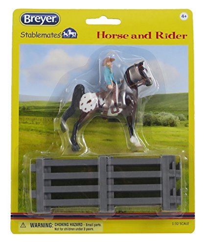 Breyer Horses Stablemates Western Chestnut Appaloosa with Cowgirl and Fencing