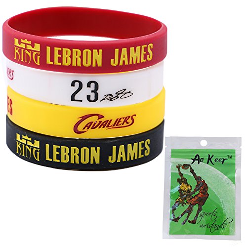 Ao Keer 4PCS 3D LeBron James Cavaliers Silicone Wristband Bracelet,4PCS Assorted Color