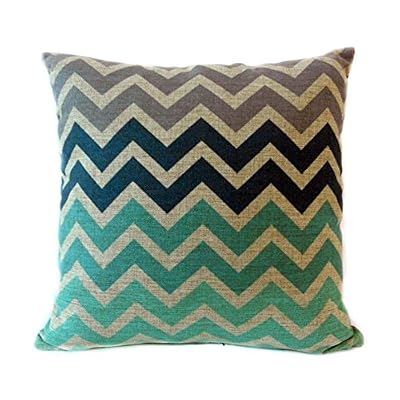 Elviros Coton Lin Blend Décoratif Housse de Coussin 45x45 cm [ 18x18'' ] - Bleu Flots