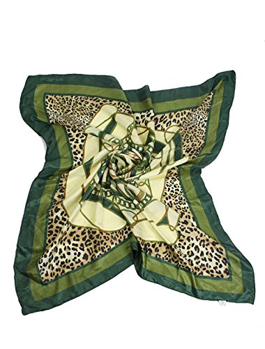 

Women Green Beige Polyester Chain Prints Square Neck Scarf Neckerchief