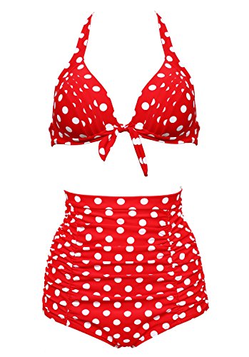 stripsky Women Retro Vintage High Waisted Bikini Swimsuits Swimwear
