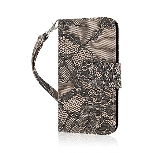 Lucid 3 Wallet Case, MPERO FLEX FLIP Wallet Cover for Lucid 3 VS876 - Black Lace