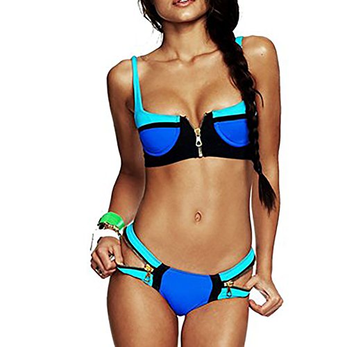 iecool Women's Sexy Zip Style Push Up Bikini Set Sexy Banded Swimsuits Swimwear