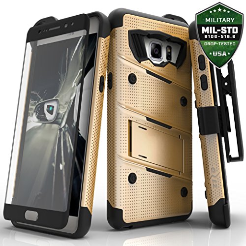 Samsung Galaxy Note 7 Case, Zizo Bolt Cover with [.33m 9H Tempered Glass Screen Protector] Included [Military Grade] Armor Case Kickstand Holster Belt