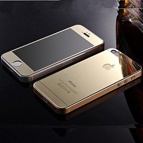 iPhone 5 5S Screen Protector, Front+Back Mirror Tempered Glass Film Screen Protector Cover for iPhone 5 5S