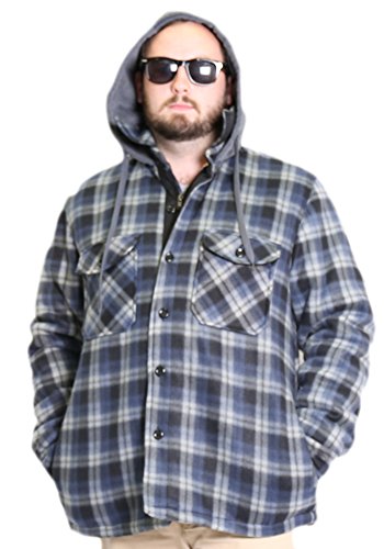 Woodland Supply Co. Men's Plaid Hooded Button Up Sherpa Lined Shirt Jacket