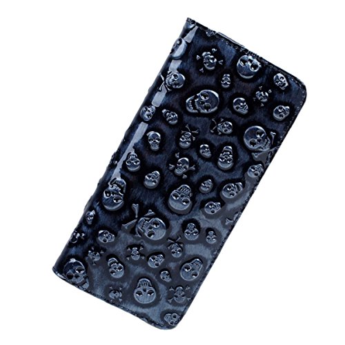 Womens Vintage Leather Wristlet Wallets Skull Designer Clutch Purses