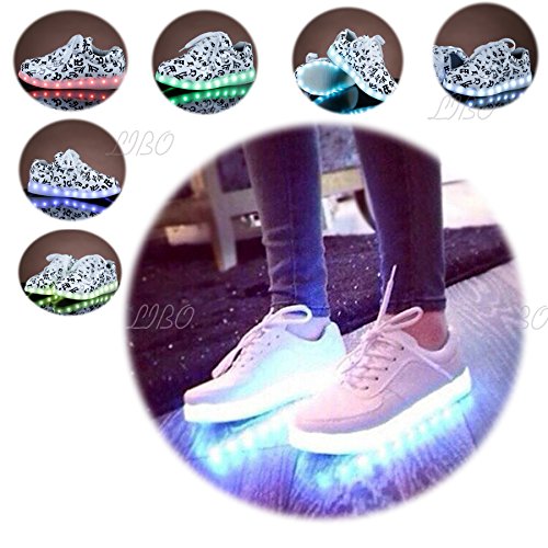 Women LED Light Luminous Sneaker Fluorescence Unisex Athletic Shoes USB Charge