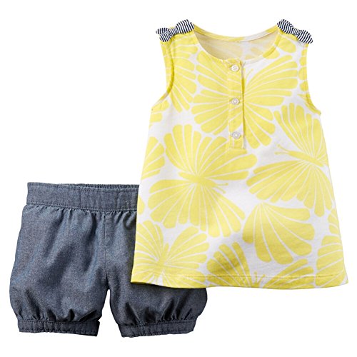 Carters Baby Girls 2-Piece Top & Bubble Short Set Yellow