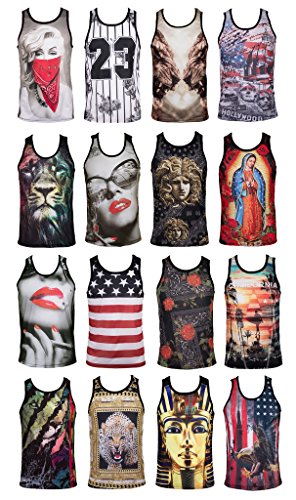 Mens Hip Hop Sublimated Graphic Tank Top Shirt