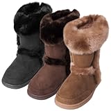 Journee Kids Girls Faux Fur Trim Boots