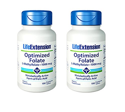 life extension optimized folate (l-methylfolate), 1000 mcg 100