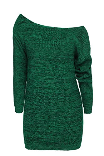 ANGVNS Knitted One Off Shoulder Chunky Knitted Sweater Jumper Dress