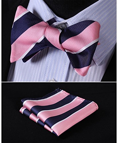 

SetSense Men's Stripe Jacquard Woven Self Bow Tie Set