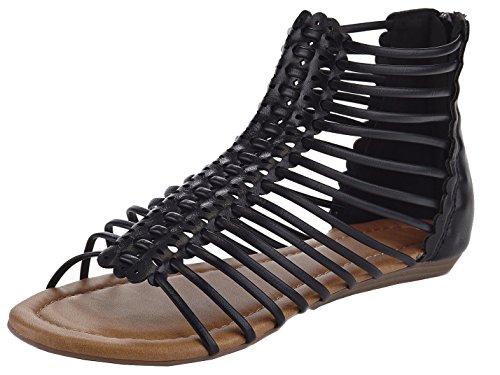 Henry Ferrera Women's Kiko Bar Strappy Gladiator Flat Sandals
